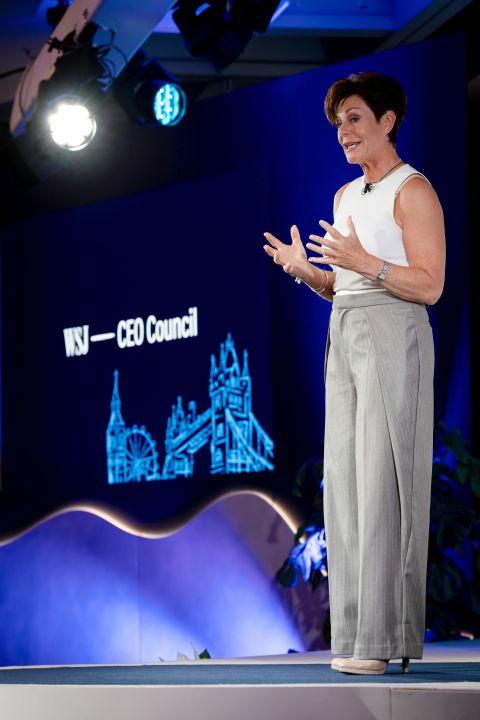 Penny Mallory speaking on stage Wall Street Journal CEO Summit London